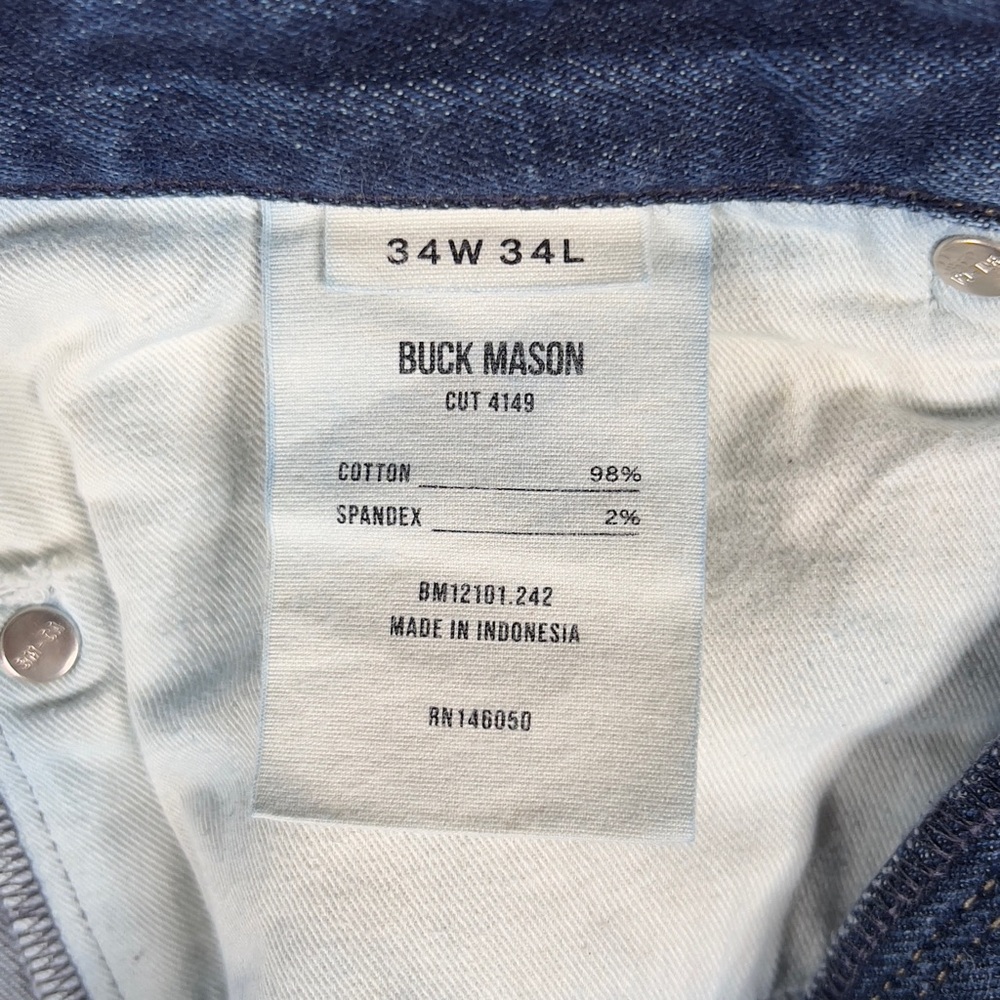 Buck Mason Maverick Slim Jeans Men's 34x28 Double Dipped Denim Medium Wash - Picture 5 of 12